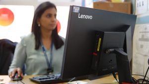 Example of a person using Lenovo computing hardware